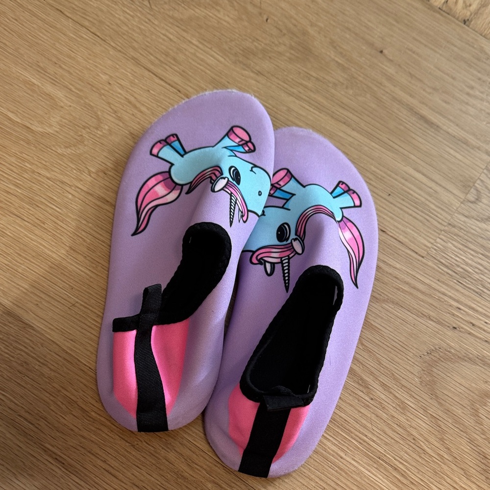 Kids Unicorn One Piece Water Shoes - Purple and Pink